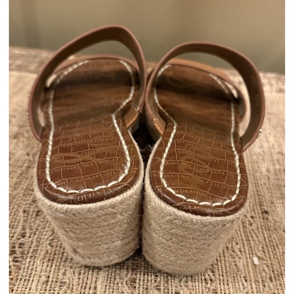 Sam Edelman Rubie Slip On Wedge Tan Brown Rattan Sandals Sz 6.5 - Picture 6 of 11